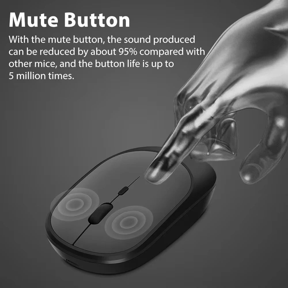 Wireless Mouse Bluetooth-compatible 2.4G Silent Mice Adjustable DPI Ergonomic Design USB Rechargeable Gaming Office Mouse