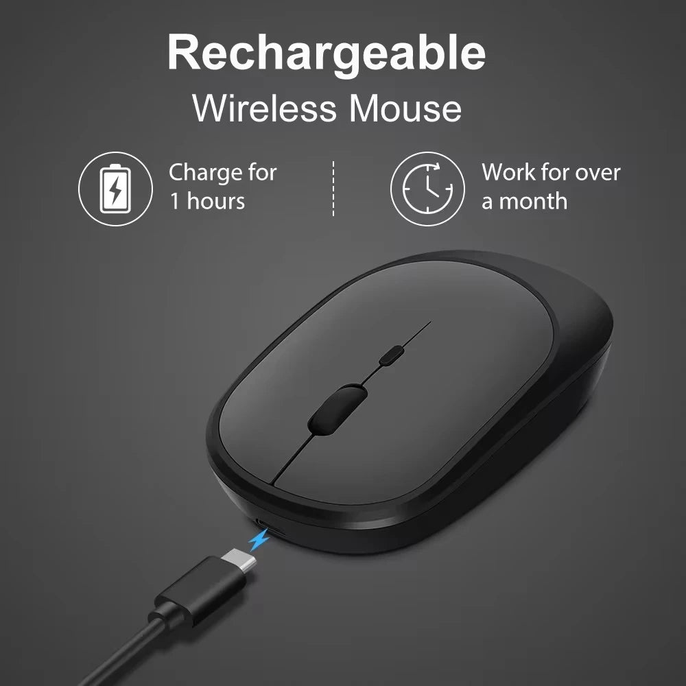 Wireless Mouse Bluetooth-compatible 2.4G Silent Mice Adjustable DPI Ergonomic Design USB Rechargeable Gaming Office Mouse