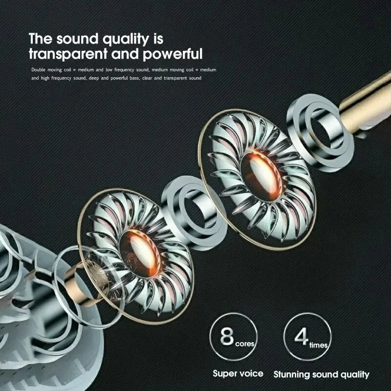 Bluetooth Earphones 9D Stereo Wireless Earbuds Hands Free Headset With Microphone